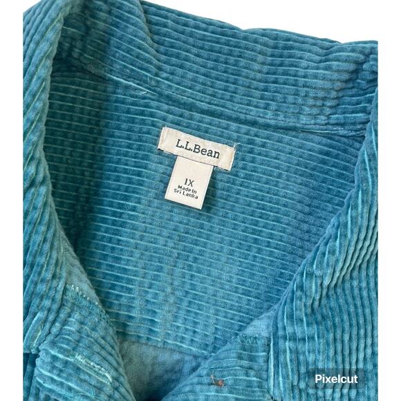 L.L. Bean Women’s 1X Corduroy Shirt Jacket Teal Green Button Front Shacket 1X - Picture 8 of 10